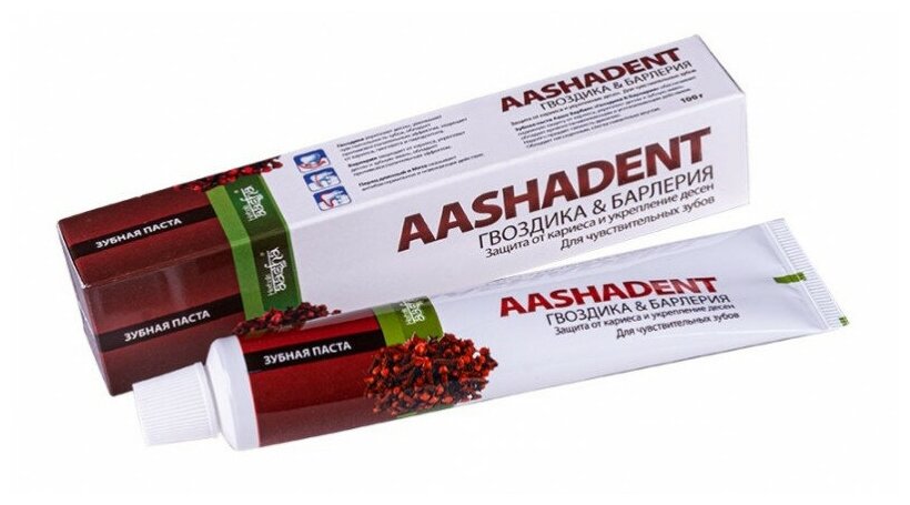Зубная паста Aashadent Гвоздика & Барлерия 100г Aasha Herbals - фото №1