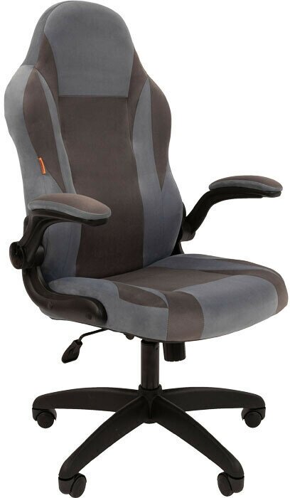 Кресло Chairman game 55 голубой/серый велюр Т71/Т55 пластик черный