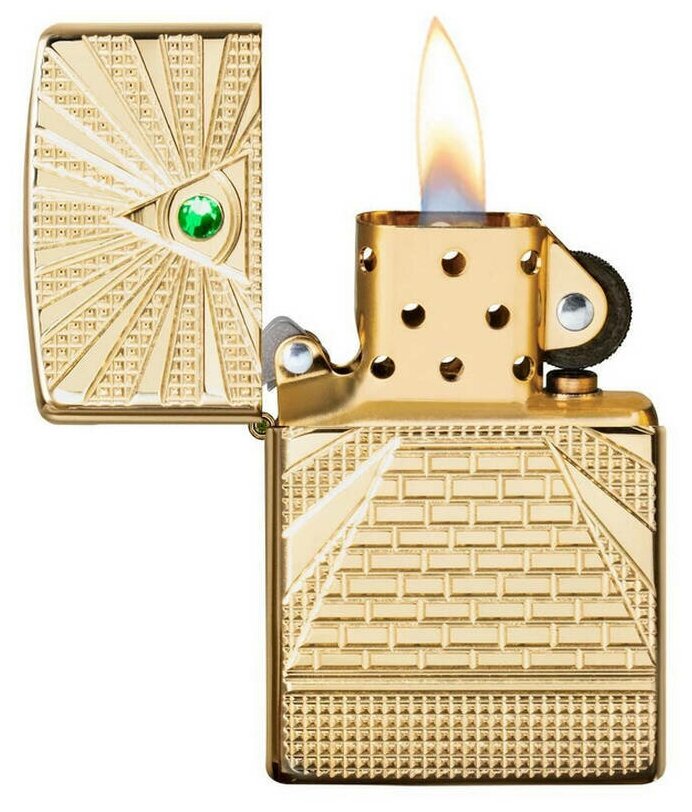 Оригинальная бензиновая зажигалка ZIPPO Armor™ 49060 Eye of Providence Design с покрытием High Polish Brass - Всевидящее око - фотография № 2