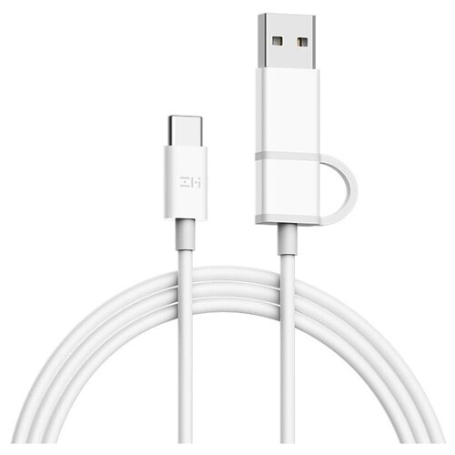 Кабель ZMI USB Type-C - USB Type-C/USB (AL311), 1 м, белый комплект 3 штук кабель type c type c 1 5 м xiaomi zmi белый al301 white