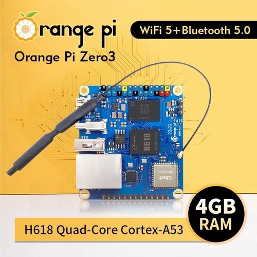 микрокомпьютер orange pi zero h3 512 мб Orange Pi Zero 3 (4GB) микрокомпьютер