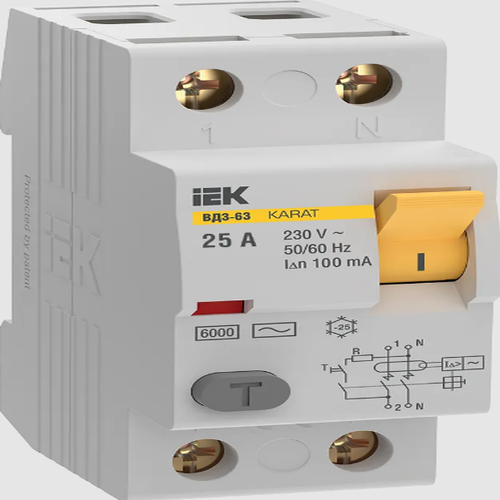 Выключатель дифференциальный (УЗО) KARAT ВД3-63 4P 25А 30мА 6кА тип AC | код MDV20-4-025-030 | IEK (4шт. в упак.)