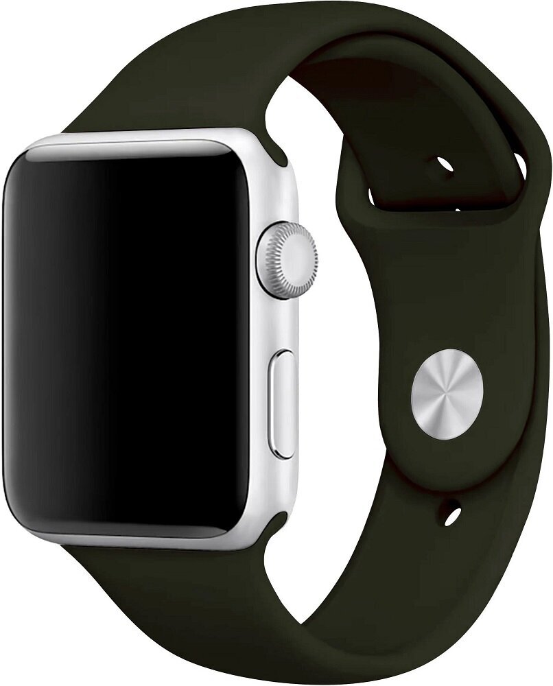 Ремешок для Apple Watch (42/44/45/49) Series 1-8, SE, Ultra, силиконовый, темно-зеленый