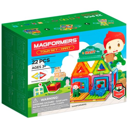 Магнитный конструктор MAGFORMERS 717007 Town Set - Mart 22 дет.