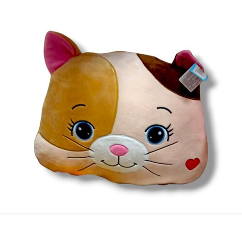 Мягкая игрушка подушка полосатая Кошка с сердечком 40 см