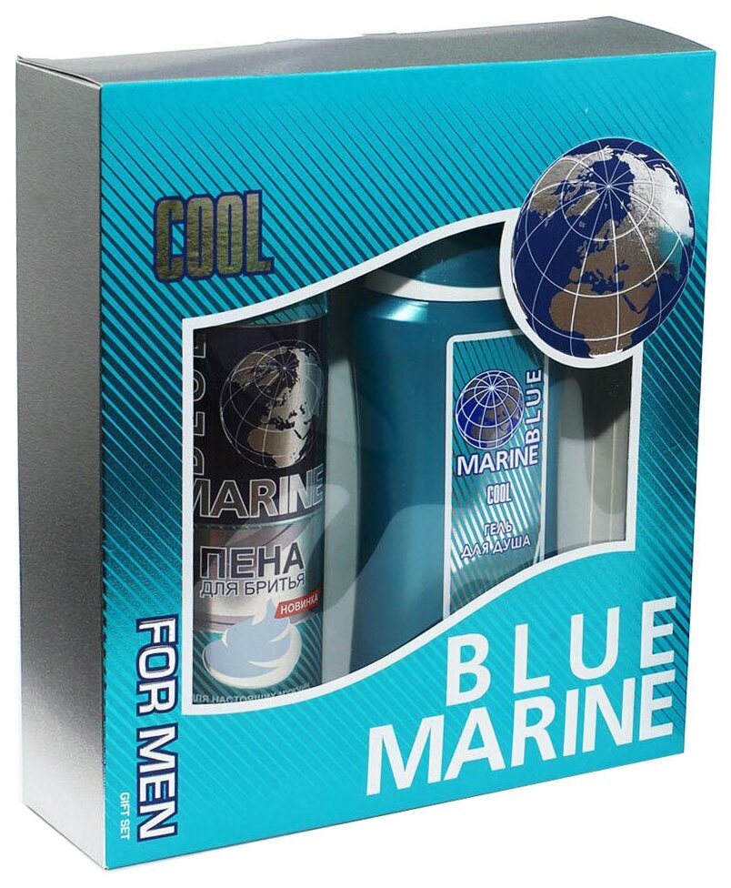 Festiva подарочный косметический для мужчин Blue Marine Cool (гель для душа 250 мл + пена для бритья 200 мл)