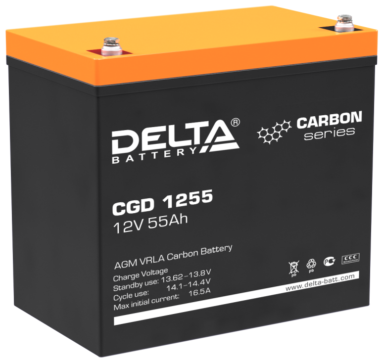 Аккумуляторная батарея DELTA Battery CGD 1255 12В 55 А·ч