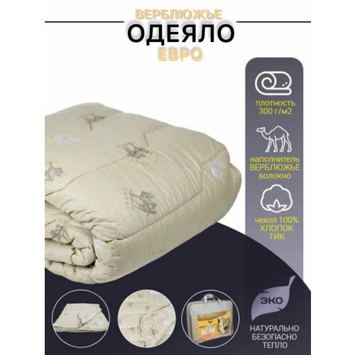 Одеяло Иваново, евро 175x205 см Летнее, Зимнее с наполнителем Верблюжья шерсть