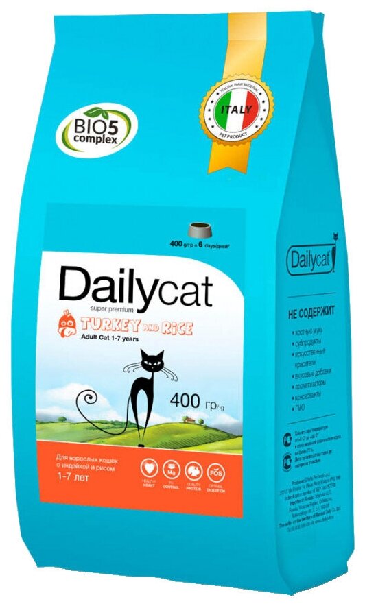 Dailycat casual корм для взрослых кошек с индейкой, ягненком и рисом 0,4кг GKZ (2 шт) - фотография № 1