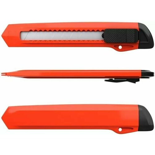 канцелярский нож строительный с фиксатором лезвие для канцелярского ножа 18 мм комплект 5 шт цвет синий Нож технический канцелярский 18мм пластиковый оранжевый
