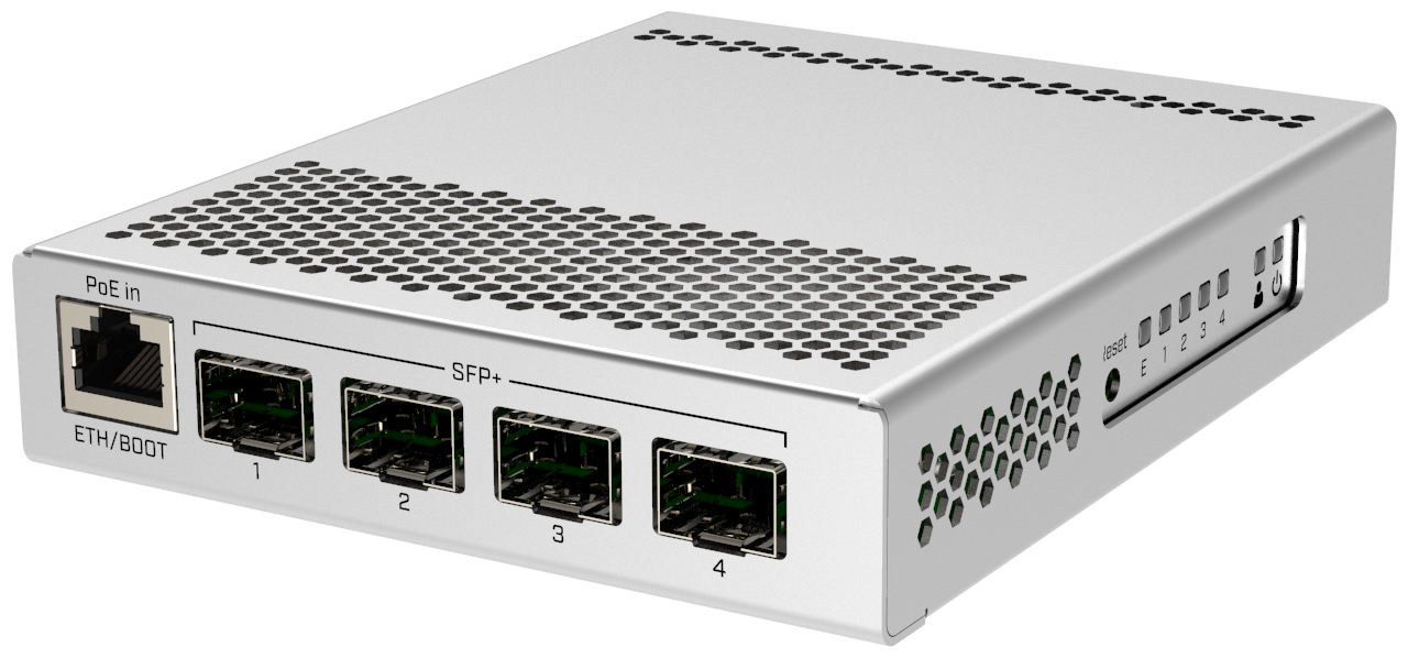 Коммутатор MikroTik CRS305-1G-4S+IN Cloud Router Switch 305-1G-4S+IN with 800MHz CPU, 512MB RAM, 1xGigabit LAN, 4 x SFP+ cages, RouterOS L5 or SwitchO - фото №1