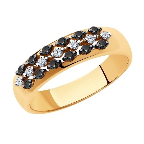 Кольцо Diamant online, золото, 585 проба, бриллиант, размер 17.5, бесцветный, черный