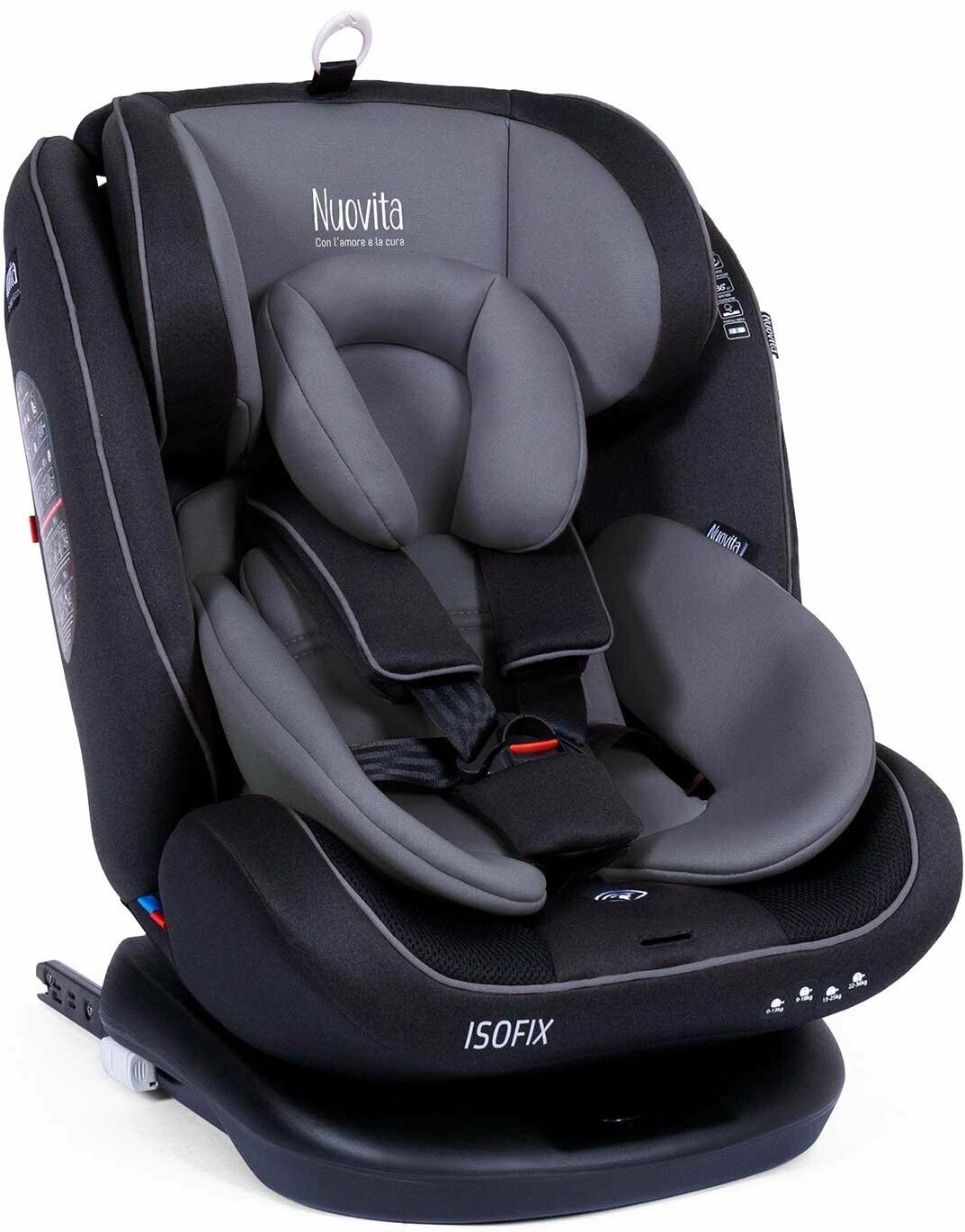 Автокресло детское с креплением Isofix Nuovita Maczione N0123i-1/ Группа: 0+/1/2/3 – от 0 до 12 лет/ вес 0-36 кг (Grigio nero/Серый-Чёрный)