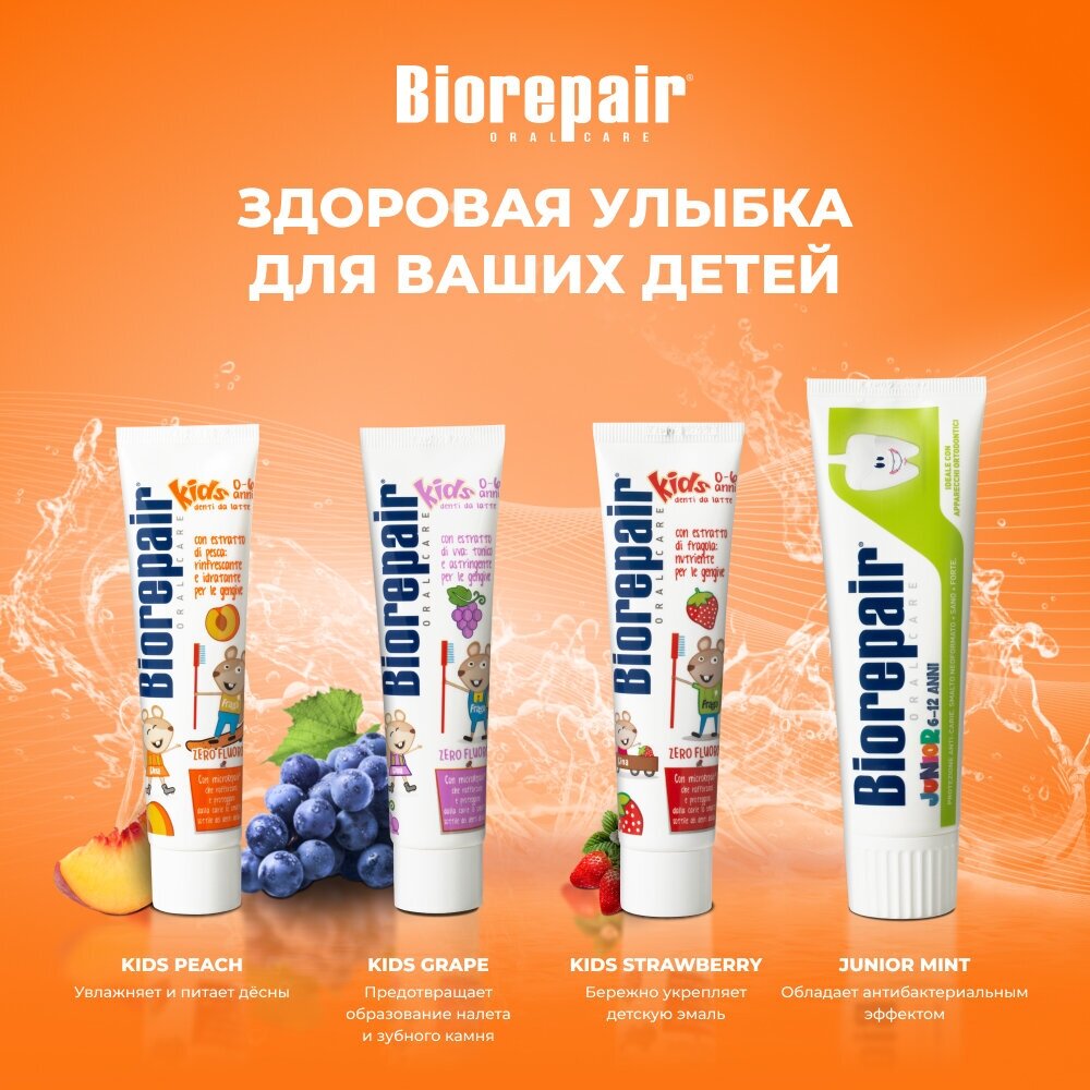 Зубная паста Biorepair Kids со вкусом персика (от 0 до 6 лет), 50 мл