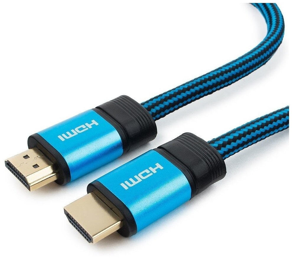 Кабель HDMI Cablexpert, серия Gold, 7,5 м, v1.4, M/M, синий, позол.разъемы, алюминиевый корпус, нейлоновая оплетка, коробка (CC-G-HDMI01-7.5M) - фото №4