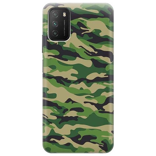 фото Ультратонкий силиконовый чехол-накладка для xiaomi redmi 9t / poco m3 с принтом "темно-зеленое хаки" gosso