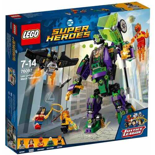 lego® super heroes 76097 лекс лютор мех Конструктор LEGO DC Super Heroes 76097 Сражение с роботом Лекса Лютора, 406 дет.