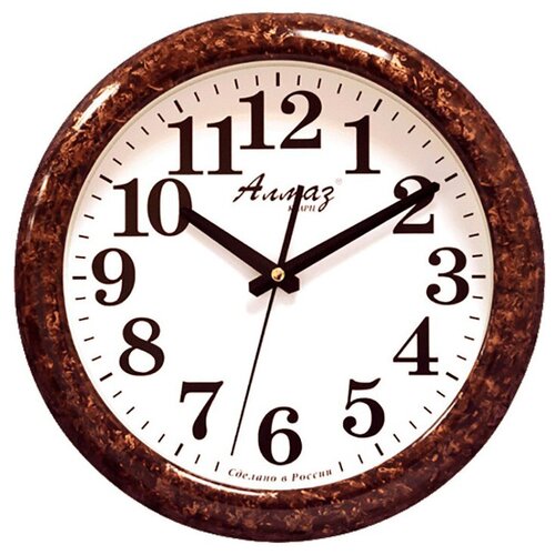 фото Часы настенные кварцевые алмаз h23/h24 темно-коричневый/белый