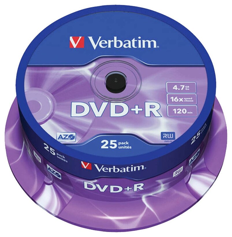 Диск DVD+R Verbatim 4.7Gb 16x AZO