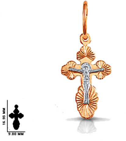 Крестик Goldika крест из золота 54030201, комбинированное золото, 585 проба