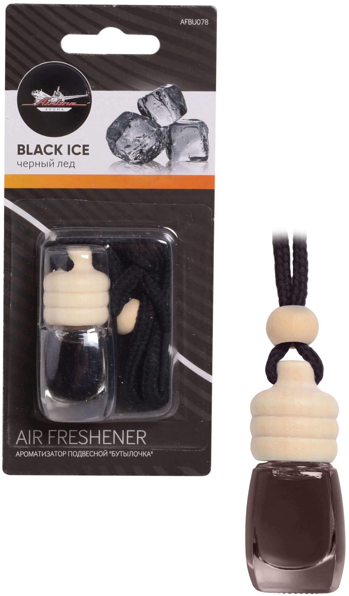 Airline ароматизатор подвесной бутылочка черный лед (afbu078) afbu078