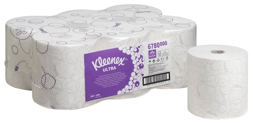 6780 Бумажные полотенца в рулонах Kleenex Ultra белые двухслойные (6 рул х 150 м)