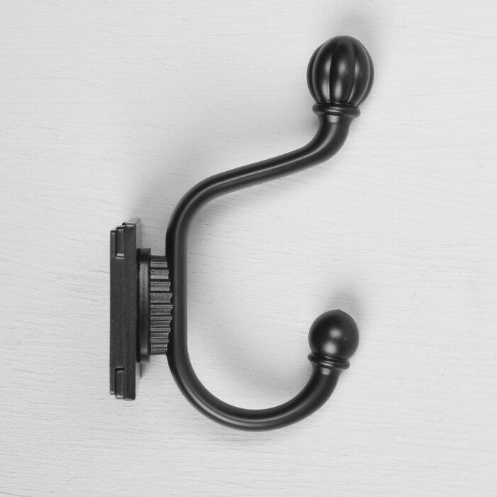 Крючок мебельный KMC007BL CAPPIO, двухрожковый, цвет черный - фотография № 4