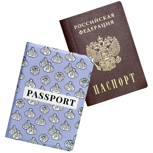 фото Обложка zekeks, экокожа, отделение для карт, отделение для паспорта, белый, голубой