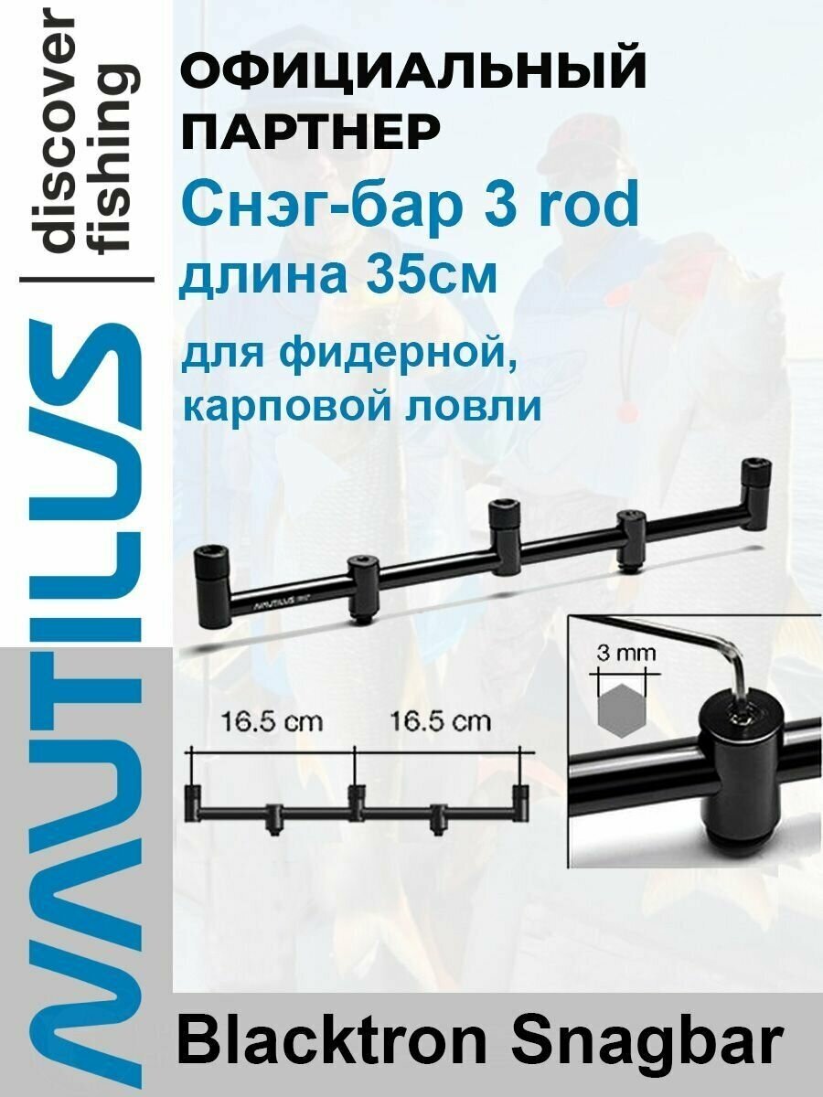 Перекладина снэг-бар Nautilus Blacktron 3 rod Snagbar 35cm на 3 удилища
