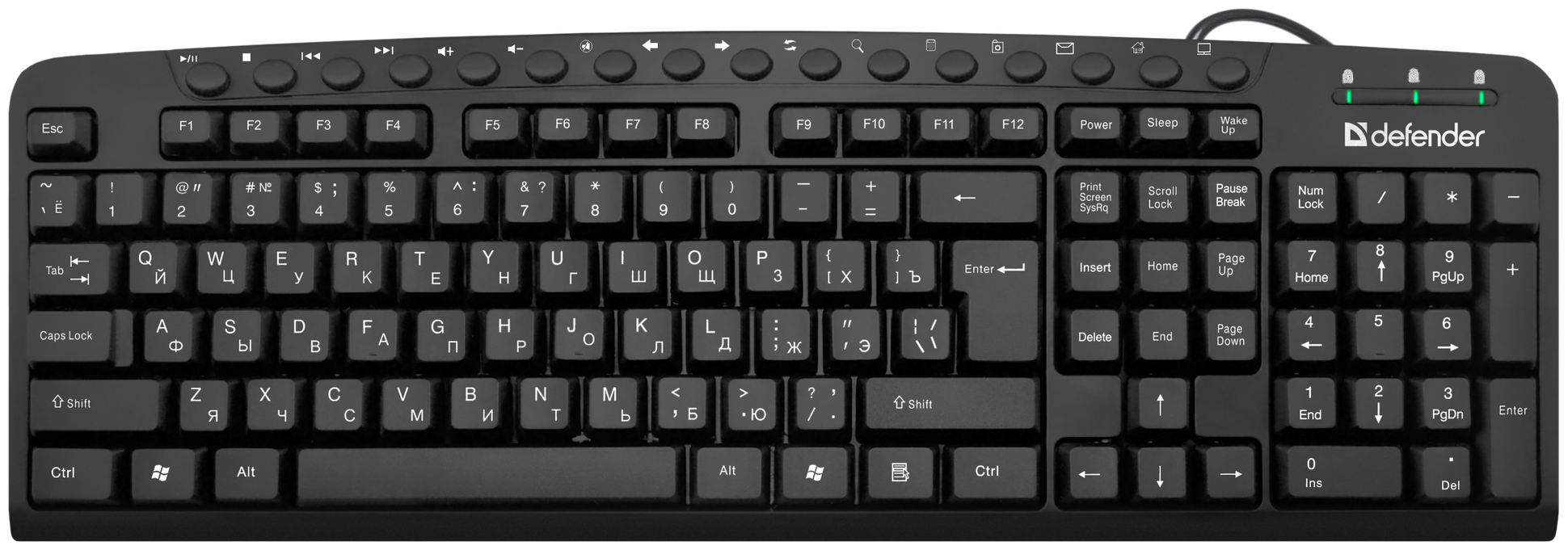 Defender Проводная клавиатура Focus HB-470 RU,черный,мультимедиа