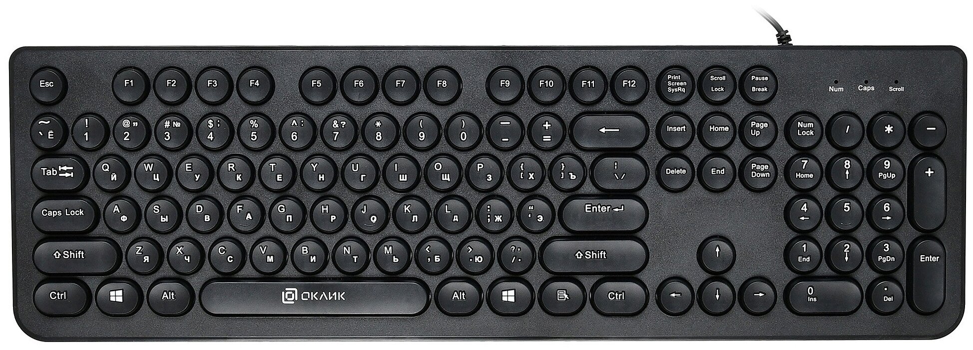 Клавиатура OKLICK , USB, белый мятный - фото №1
