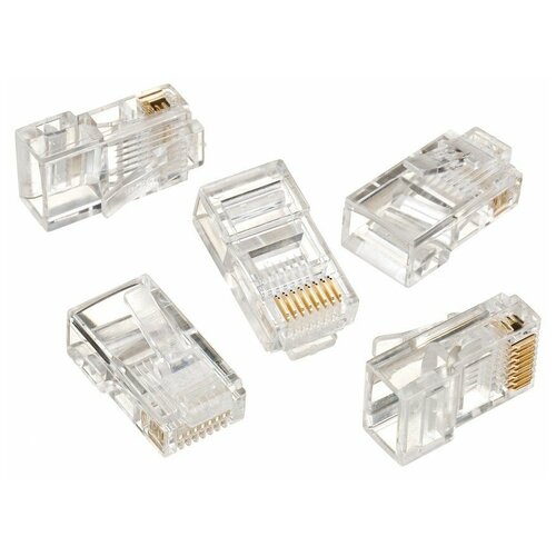 фото Вилка rj-45 (8p8c) lc-8p8c-001 (3-зубца) кат.5e, 6 микрон для одножильного кабеля (100 шт.) cablexpert
