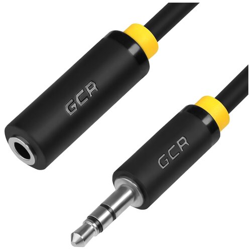 Удлинитель GCR AUX jack 3.5mm (GCR-STM1114), 0.25 м, черный/желтый удлинитель gcr aux jack 3 5mm gcr stm01 16 0 25 м белый