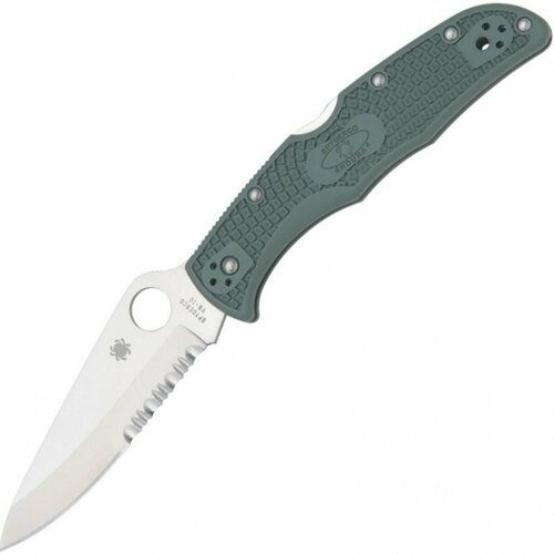 фото Нож складной spyderco endura, part serrated blade, green handle