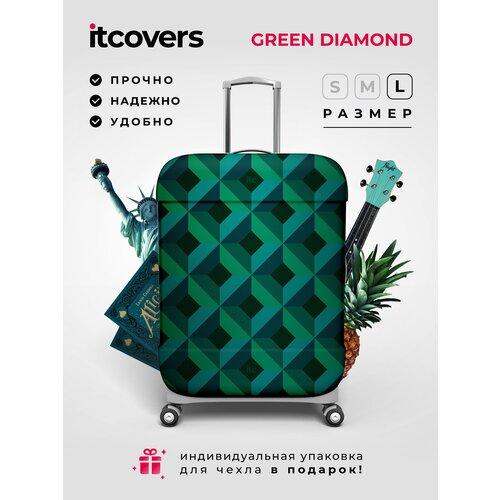 Чехол для чемодана itcovers, 150 л, размер L, зеленый чехол для чемодана itcovers 150 л размер l красный