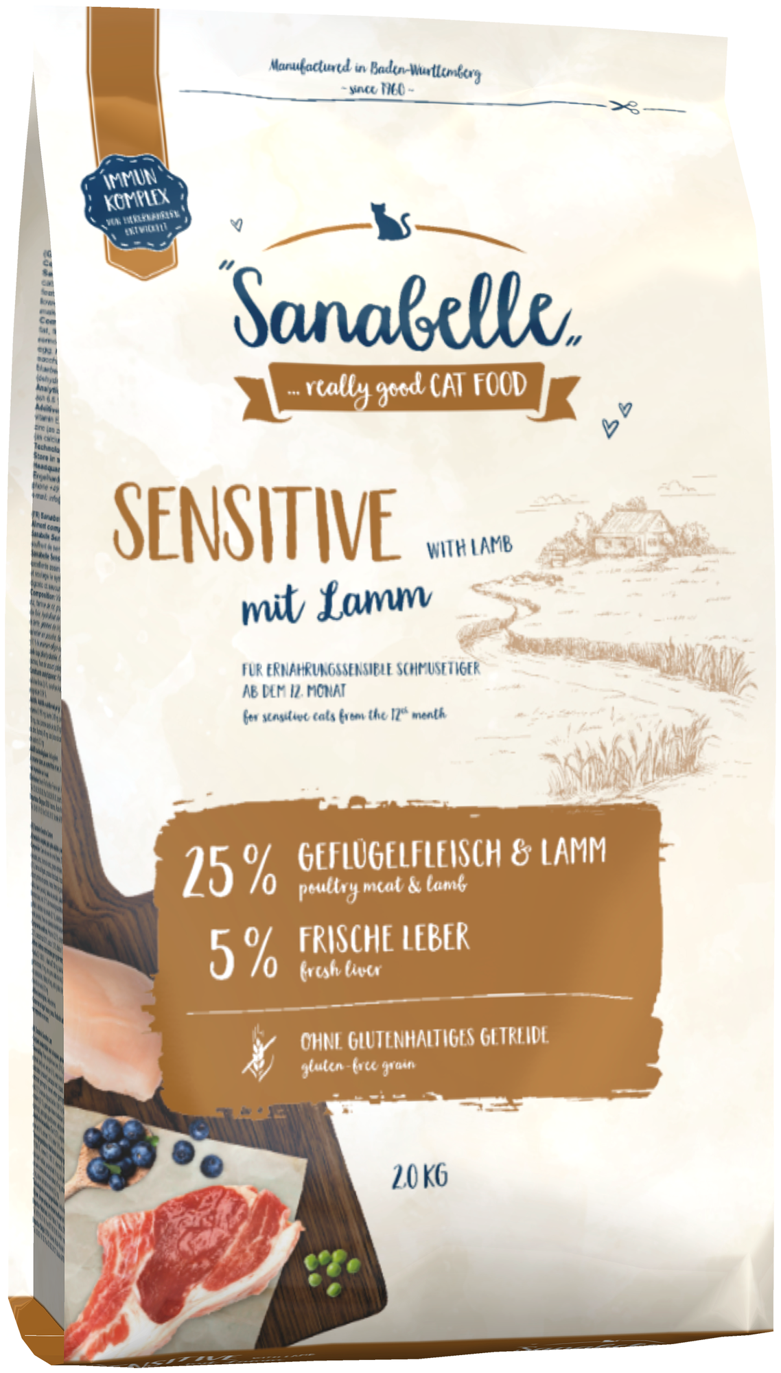 Sanabelle Sensitive Сухой корм для взрослых кошек с чувствительным пищеварением с ягненком,2 кг