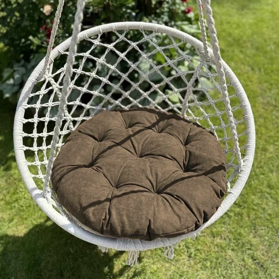 Подушка круглая Тина для подвесного кресла сиденье на качели 60D, коричневый - фотография № 2
