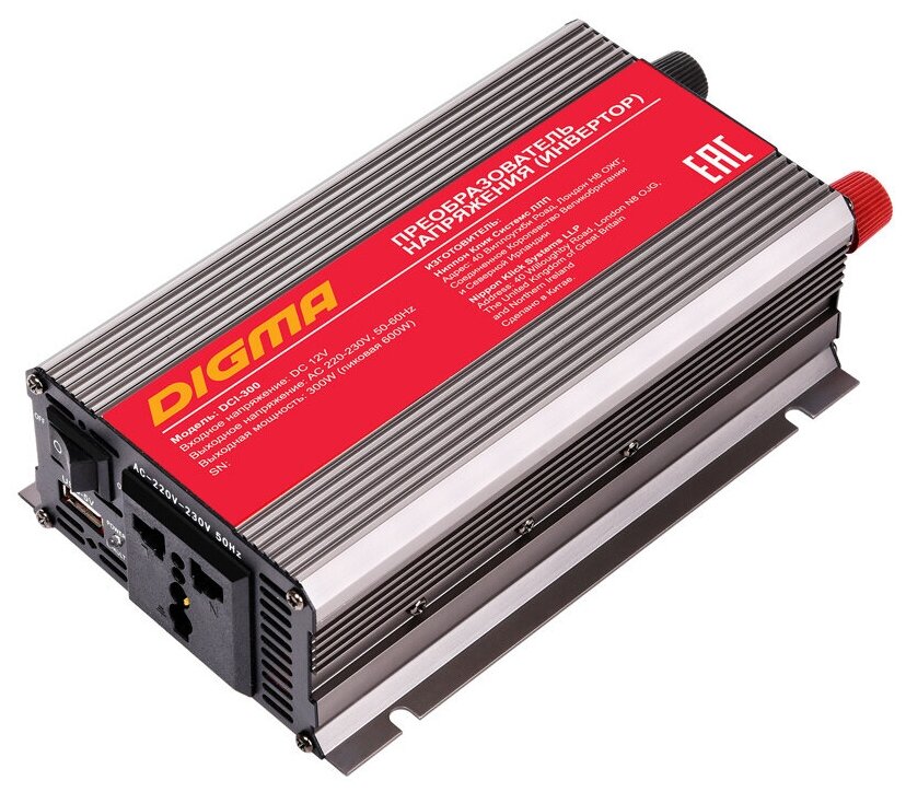 Автомобильный инвертор напряжения Digma DCI-300 300Вт - фото №1