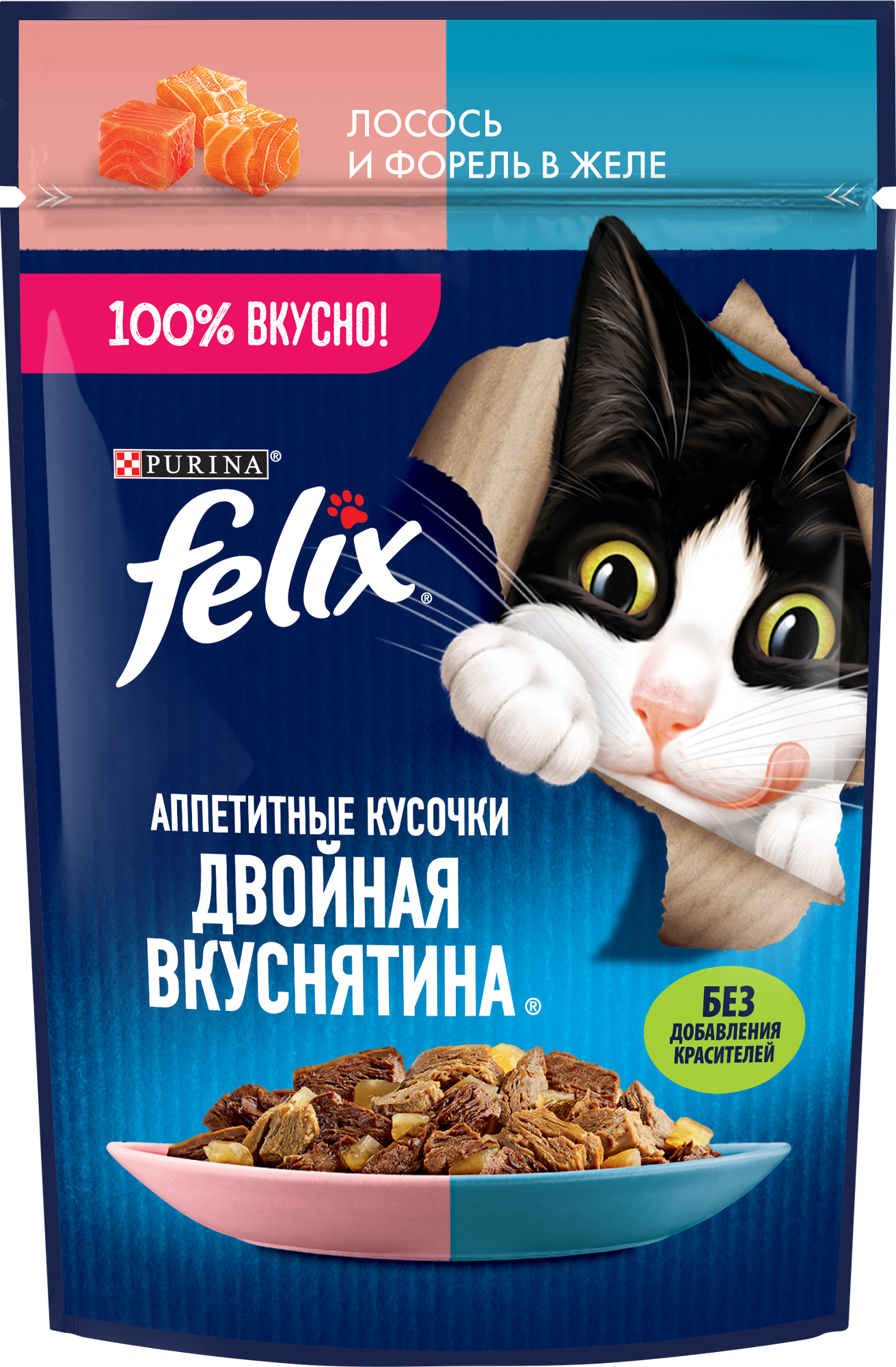 Корм для взрослых кошек FELIX с лососем и форелью 85 гр. - фото №11