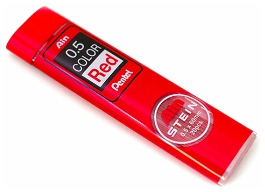 Грифели для автоматических карандашей Pentel Ain Stein толщина 0.5 мм цвет: красный 20 шт