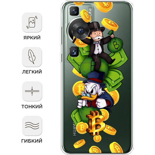 Силиконовый чехол на Huawei P60 Pro / Хуавей П60 Про Scrooge McDuck and Monopoly, прозрачный силиконовый чехол на huawei mate 20 pro хуавей мате 20 про scrooge mcduck and monopoly прозрачный