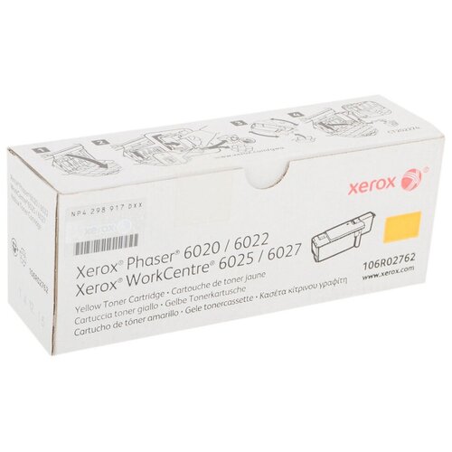 Картридж Xerox 106R02762, 1000 стр, желтый картридж лазерный retech 106r02762 жел для xerox 6020 6022 6025 6027