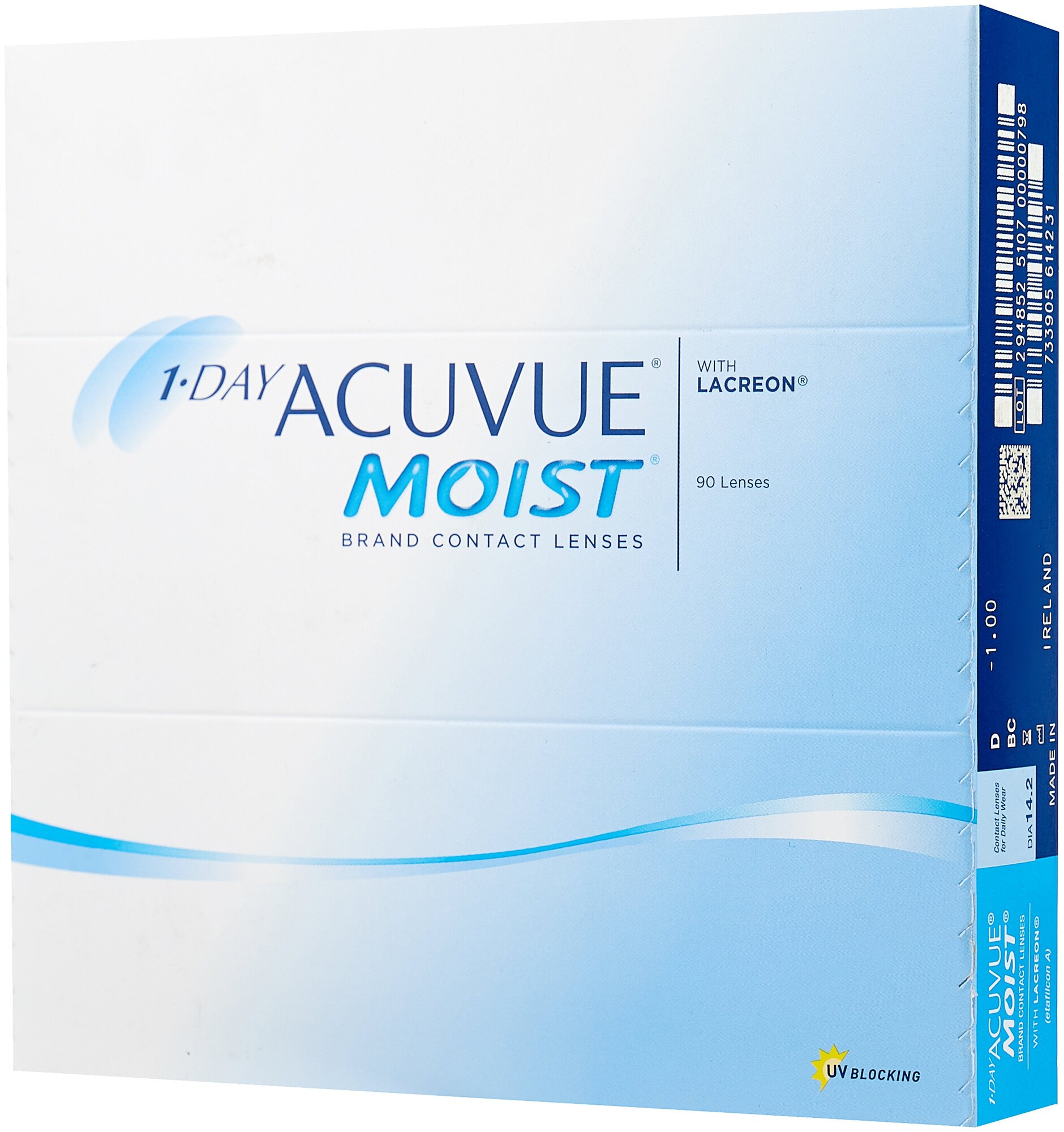 1-day Acuvue Moist (90 линз), 9.0, -1.00