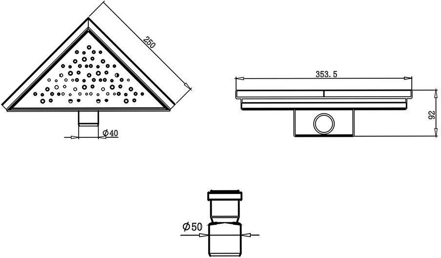 Трап для душа Ore Drain T2 универсальный затвор 355x92x250 мм нержавеющая сталь - фото №10