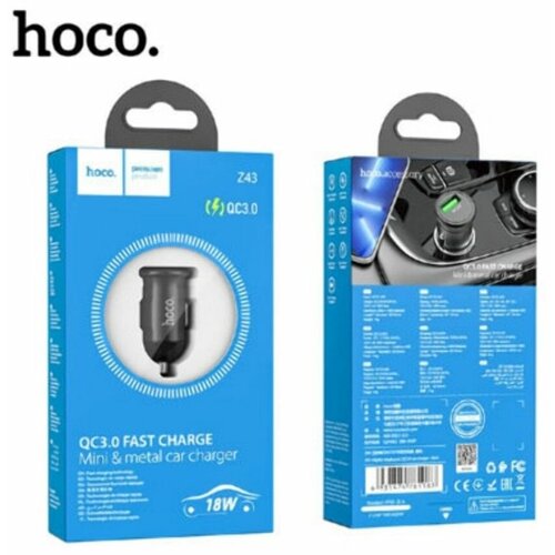 АЗУ-USB HOCO Z43, 18W QC3.0 Black