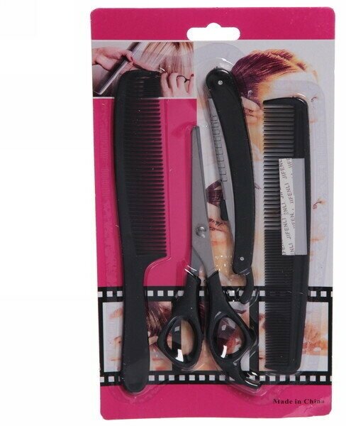 Набор для стрижки волос «Barber», ножницы прямые, расческа 2шт, станок для бритья
