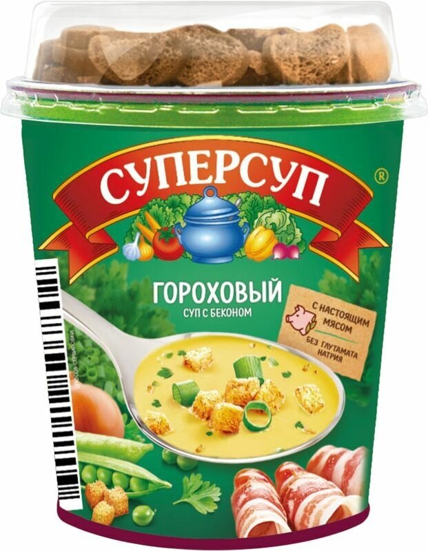 Суп Суперсуп Гороховый с беконом +гренки 45г Русский продукт - фото №4