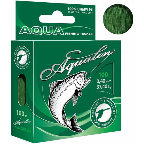 плетеный шнур aqua aqualon dark green 100m 0 14mm Плетеный шнур для рыбалки AQUA Aqualon Dark-Green 0,40mm 100m