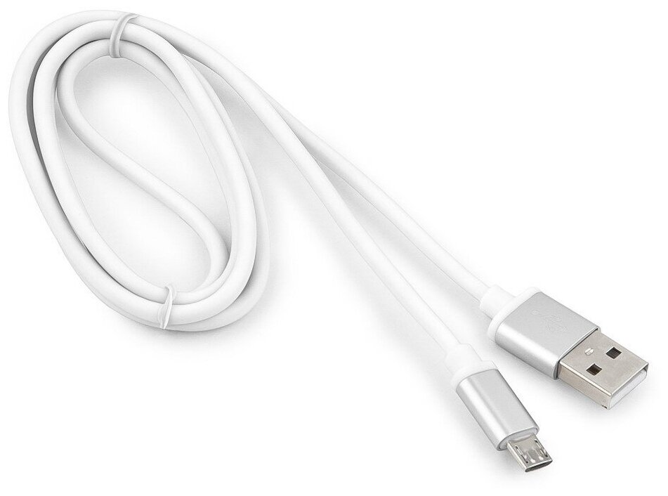 Кабель USB 2.0 Cablexpert CC-S-mUSB01W-1.8M, AM/microB, серия Silver, длина 1,8 м, белый