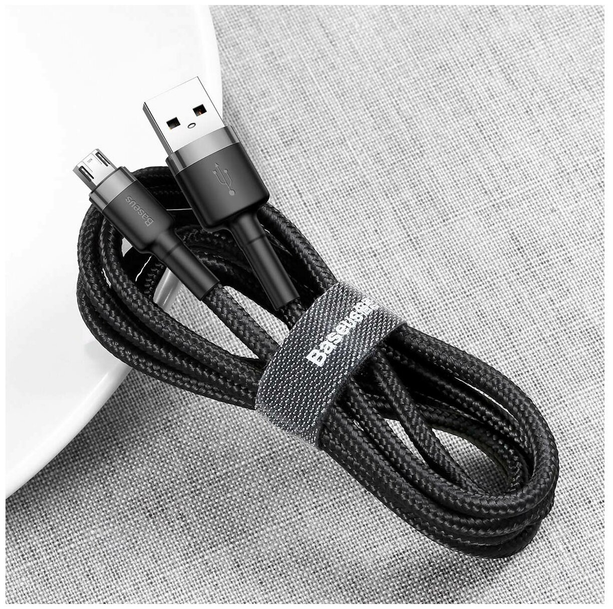 Аксессуар Baseus Cafule Cable USB - MicroUSB 2.4A 50cm Grey-Black CAMKLF-AG1